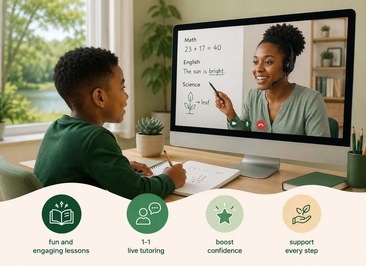 Child learning online with ThinkViva tutor